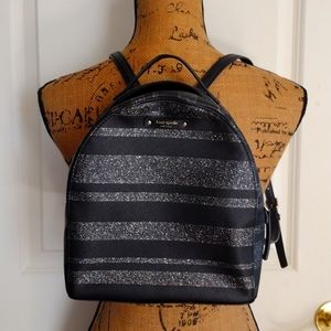 Kate Spade Backpack Mini. Black&Metallic silver. Zipper 15" . 9" across. 9"base.